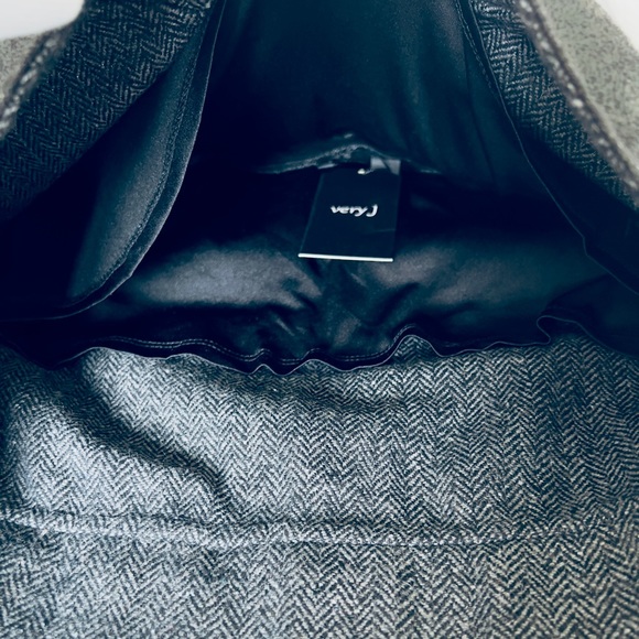 Grey Wool Mini Skirt - High Low Mock Wrap - Very J - SZ S NWT - Picture 7 of 11